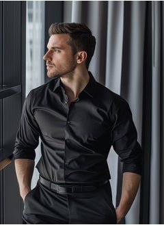 Buy Black Slim Fit Smart Shirt TMNAW24GO00096 in Egypt