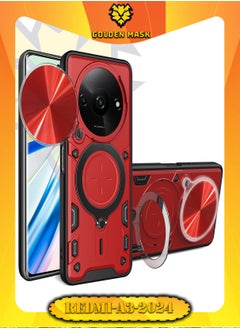 Buy GOLDEN MASK For Xiaomi Redmi A3/Redmi A3x Armored Camera Shield Cover Camera Lend Protection, Built-in 360° (Red) in Egypt