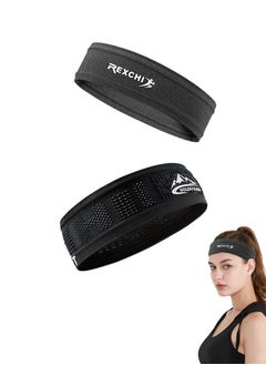 Buy 2 Pack Sweat Wrecking Headband for Sports/Running/Fitness/Yoga/Cycling/Football, Fashion Workout Sweatband for Women and Men, Breathable Fast Drying High Elasticity Non-slip Head Bands in Saudi Arabia