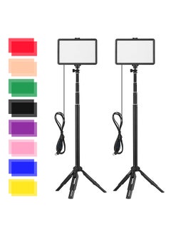 اشتري USB LED Video Light Kit Video Conference Lighting with 2 * LED Fill Light 3200K-5600K Dimmable + 2 * Extendable Tripod  + 16 * Color Filters for Live Streaming Video Recording Online Meeting Teaching في الامارات