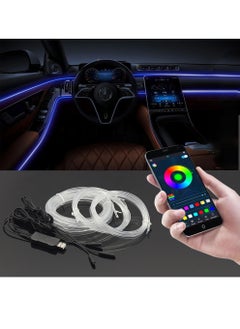 اشتري Upgraded Car LED Light Bar, Multicolor RGB Car Interior Light, 16 Million Color Ribbon Fiber Optic, Ambient Lighting Kit, Mobile APP Control, Fits All Cars 4 in 1 <6m> في السعودية