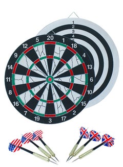 Buy Double Sided Dartboard Game Set For Family, Friends, Couples, Colleagues And Tournaments, High Quality 17 Inch Dart Board With 6 High Quality Darts In 2 Design, Double Sided Game For More Fun in Saudi Arabia