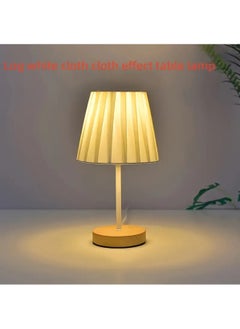 Buy Table Lamp Bedside Lamp, Nightstand Lamp for Living Room, LED Solid Wood Desk Lamp, Fabric Study Reading Lamp, Large Retro Table Lamp for Bedroom and End Table(White Pleated Fabric Color) in Saudi Arabia