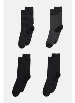 Buy Men 4 Pairs Knit Socks, Charcoal in UAE