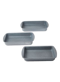 Buy 3-Pieces Granite Square Pan Set Grey in UAE