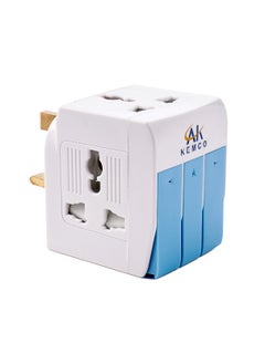 Buy 3 Way Universal Multi Adapter Plug with switch's White Wall Multi Plug for home and office 938sl in UAE