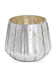 Buy Glim Candle Holder, Silver - 9x11.5 cm in UAE