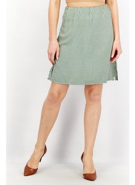 Buy Women Regular Fit Window Pane Skirt, Green and White Combo in Saudi Arabia