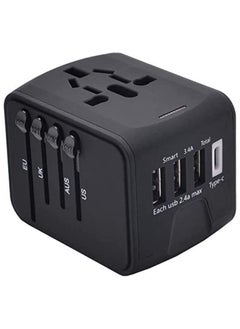 اشتري Universal Travel Power Adapter with 3 USB Ports + 1 Type-C Charging Port – Worldwide AC Outlet Plugs في الامارات