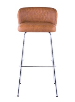 Buy Sleek Contemporary Comfortable Padded High Bar Stool Brown and Chrome 94 x 46 x 46 cm 2-169A-BR in Saudi Arabia