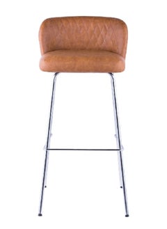 Buy Sleek Contemporary Comfortable Padded High Bar Stool Brown and Chrome 94 x 46 x 46 cm 2-169A-BR in Saudi Arabia