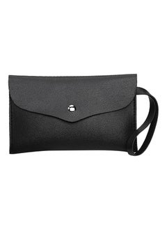 Buy Faux Leather Buckle Envelope Wallet Black in UAE