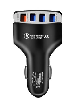 Buy USB C Car Charger Fast Charge,Super Fast Cigarette Lighter USB Charger Adapter, 4 Port QC 3.0 Car Charger USB Fast Charging (Black) in Saudi Arabia