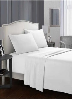 اشتري Line Sleep Microfiber Sheet Set -  Color : white في مصر