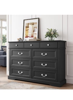 Buy LINSY HOME -  Wood Dresser Chest,  Chest With 9 Drawers , Dressers Organizer for Bed Room Living Room, Closet, Hallway, Nursery, Black Color, size 135.8L*39.8W*93.4H cm in UAE