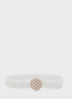 Buy Statement Buckle Pearl Belt in UAE