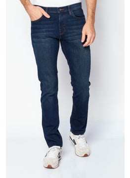 Buy Men Regular Fit Washed Stretchable Denim Jeans, Blue in Saudi Arabia