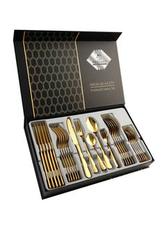 Buy 30-Piece Stainless Steel Cutlery Set Gold in UAE