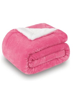 Buy Sherpa Blanket Single Size Twin Plush Throw Blanket Reversible Flannel Fleece Lamb Blanket Warm and Plush Travel Blanket Pink 160x220 cm in UAE