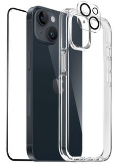 اشتري Moxedo 3 in 1 Protection Pack Tempered Glass Screen Protector  Clear Case and Camera Lens Protector for iPhone 14 في الامارات