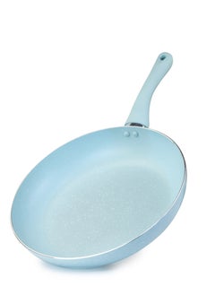 اشتري Oak Frying Pan Nonstick Induction Flat Bottom Cast Aluminum Stir Fry Pan with Marble Coating and Soft touch handle for Gas, Electric, Induction & Ceramic Stove  - Blue في الامارات