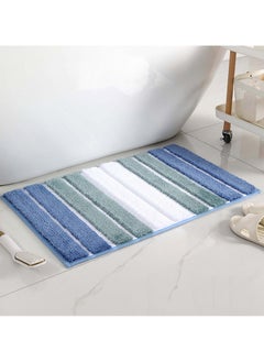 اشتري Bathroom Rugs Bath Mat 40x60cm Non Slip Fluffy Soft Plush Microfiber Shower Carpet Rug Machine Washable Quick Dry Ultra Bath Mats for Tub Bathroom and Shower Blue. في الامارات