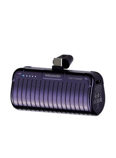 اشتري Moxedo Capsule 5000 mAh Mini Power Bank 20W Portable Charger Built-in USB-C Connector with Kickstand Compatible for Samsung Galaxy S21 Ultra 5G S20 FE Note 20/10, iPad Pro 2018 and Mac Book (Purple) في الامارات