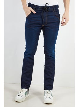 اشتري Men Tapered Fit Wash Non Stretchable Denim Jeans, Navy في السعودية