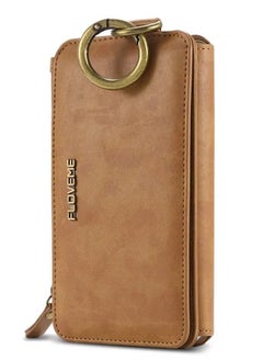 Buy Samsung Galaxy S8 Multi-functional Luxury Leather Wallet Case with 16 Card Slots + 1 Zipper Coin Pouch (Samsung Galaxy S8) Brown in UAE