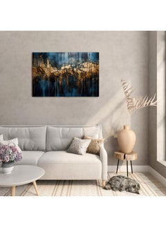 Buy Dark Blue And Gold Abstract printed canvas wall art in Egypt