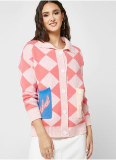 Buy Checkered Print Intarsia Sweater in Saudi Arabia