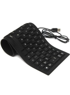 Buy 85 Keys Waterproof Flexible Foldable USB Wired Silicone Keyboard for Desktop Laptop (Black) in Egypt