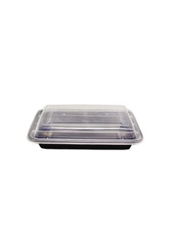 Buy Microwave Container Black Rectangular With Lid 16 Ounces Pack of 12 Pieces. in UAE