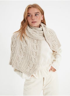 Buy Beige Knitted Detailed Knitwear Scarf TWOAW21AT0018 in Egypt