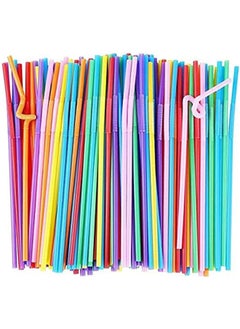 Buy 100 Pieces Multicolor Plastic Straw Flexible Bendable Straw Drinking Straws Valentine'S Day Wedding Birthday Party Decoration Gift in UAE