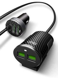 Buy LDNIO C502 4 High Speed USB Car Charger With Extension Cable For Front & Back Passengers in Egypt