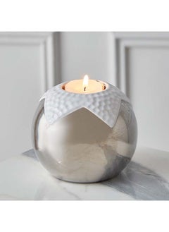 Buy Castil Nickel and Ceramic Round Candle Holder 11 x 9 x 11 cm in UAE