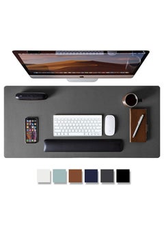 اشتري Leather Desktop Protector Mouse Pad Desk Pad Laptop Desktop Pad Waterproof Desktop Writing Pad for Office and Home Suitable for Gaming Office Learning Grey في الامارات