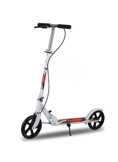 Buy Kick Scooter, For Kids Ages 8-12, Teens and Adults. Commuter Adult Scooters with Hand Brake, Rubber mat, Shock Absorption, Foldable and Height Adjustable, White in Saudi Arabia