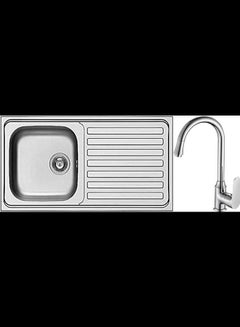 Buy Kitchen Sink Stainless Steel 100 X 50 With Sink Mixer Heavy Duty in UAE
