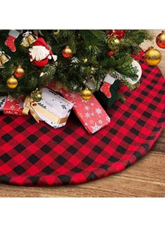 Buy Tree Skirts,Black and Red Buffalo Plaid Layer Linen Burlap Tree Skirt,Festival Tree Base Cover Mat Tree Blanket 122cm in UAE