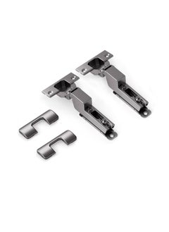 Buy Pack of 2 Inset Soft Close Cabinet Wingless Hinge -Black Electroplated, 95 Degree Opening Angle, 16-25mm Application, Strong Hydraulic System-Complete with Screws. in UAE