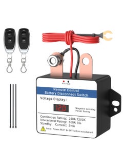 Buy 12V 360A Remote Battery Disconnect Switch with LED Voltmeter - Smart Car Kill Cut Off Switch, Anti-Theft Remote Control, Includes Two Wireless Remote Fobs, Suitable for Auto, Truck, Boat in UAE