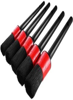 اشتري Car Detailing Brush, 5 Pieces Car Cleaner Brush for Wheels Interior Exterior Leather Air Vents Emblems Dashboard Assorted Brushes Set, Black في مصر