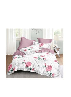 Buy Comforter set 6pcs sets glazed cotton King size 1-PC fitted bedsheet 200 * 200cm,1-PCS Comforter 220 * 240 fixed, 4PCS Super Soft Pillowcases in UAE