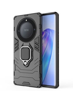 Buy Compatible with Honor X9A 5G Case with Ring Magnetic Bracket Heavy Armor Double Layer PC TPU Shockproof and Dropproof Protective Cover(Black) in UAE