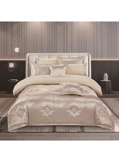 اشتري Comforter Set Extra Soft Lace Jacquard Comforter King Size Microfiber Printed 8 Pieces Set في الامارات