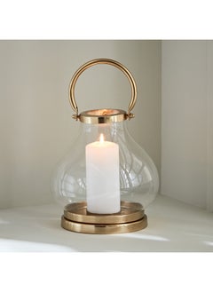 اشتري Alpha Metal and Glass Candle Holder With Handle 19x19x20 cm في السعودية