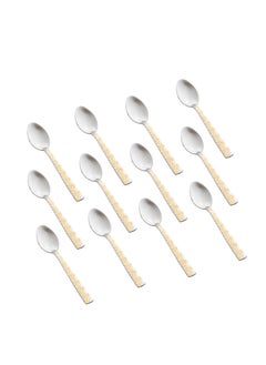 Buy 12 Pieces Stainless Steel Dessert Spoons With Gold in Saudi Arabia