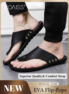 Buy Eva Sandals for Men Light and Breathable Beach Flip Flops Non Slip Slippers Leather Casual T Shaped Slipper in Saudi Arabia